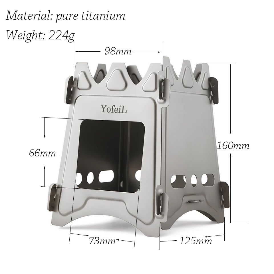 Yofeil pure titanium деревянная плита для кемпинга, ультра-светильник, портативное складное оборудование для приготовления пищи, набор для пикника, пешего туризма