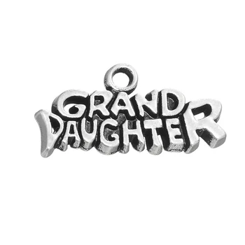 

RAINXTAR Wholesale Alloy Letter Charms Vintage Grand Daughter Jewelry Findings Charms 50pcs 11*22mm AAC318