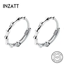 INZATT, настоящее Серебро S925 пробы, геометрические круглые серьги-кольца, минималистичный бамбуковый узел, уникальный стиль, для женщин, хорошее ювелирное изделие, подарок