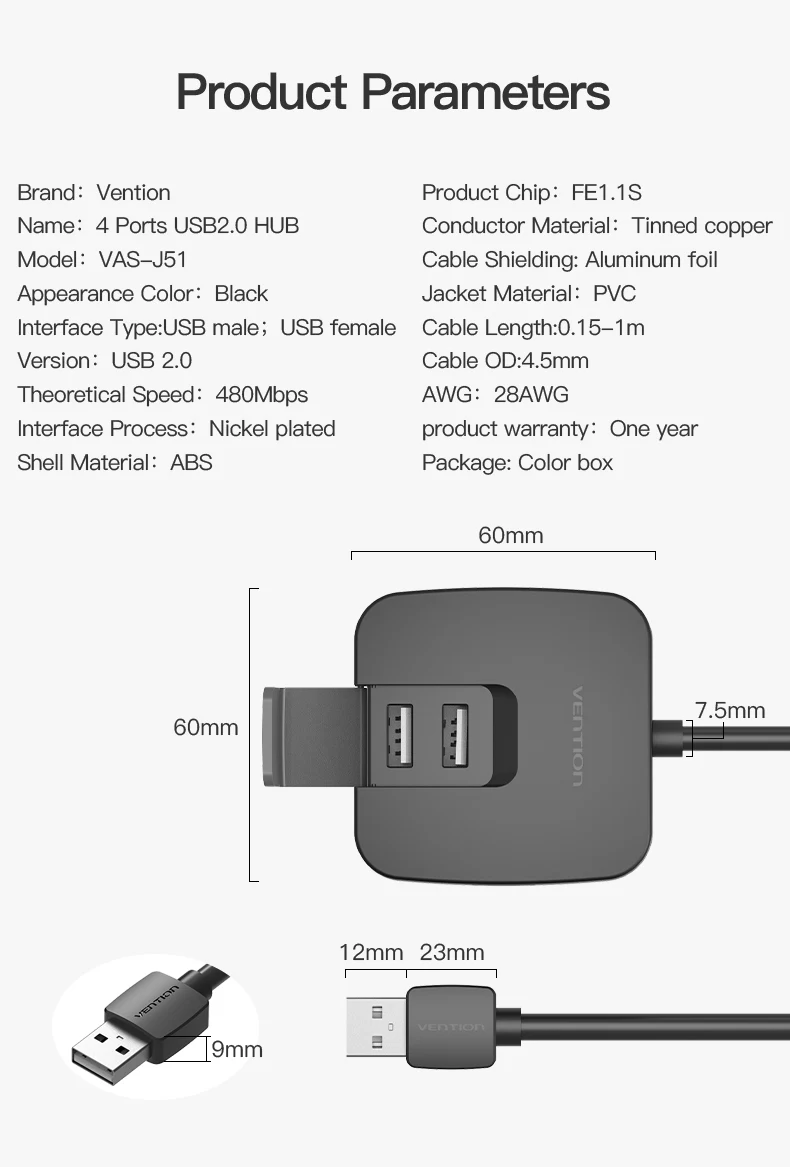 Vention 4 порт usb-хаб 2,0 с Micro USB Мощность Интерфейс& держатель телефона USB разветвитель адаптер для карта для ноутбука считыватель компьютерами стол