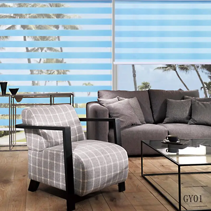 

Custom Made 100%Polyester Roller Zebra Blinds in Blue Translucent Window Curtains for Living Room 30 Colours are Available