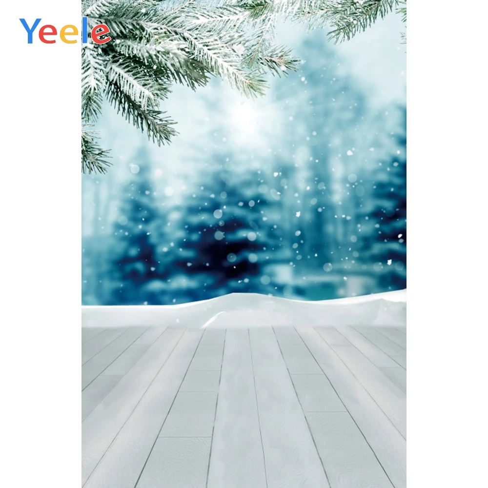 

Yeele Wood Nature Winter Fallen Snow Glitter Tree Photography Backdrops Personalized Photographic Backgrounds For Photo Studio