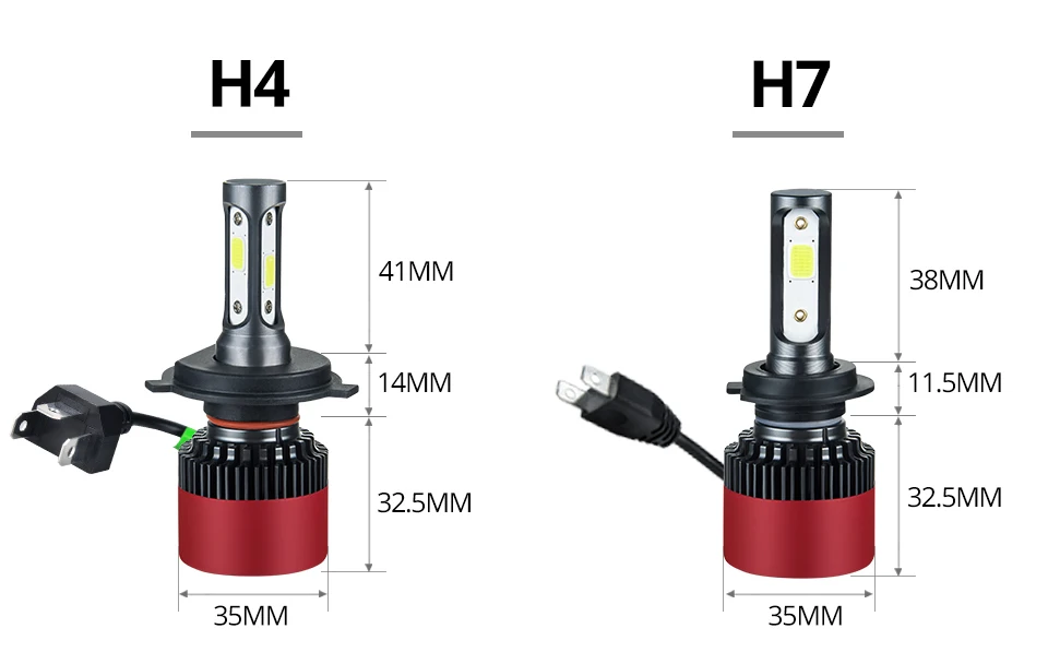 Foxcnsun 3-sided H1 H3 H4 H7 LED H11 9005 9006 9012 HB3 HB4 COB Car LED Headlight Bulbs 72W 8000LM 6500K Auto Headlamp 12v 24v (9)