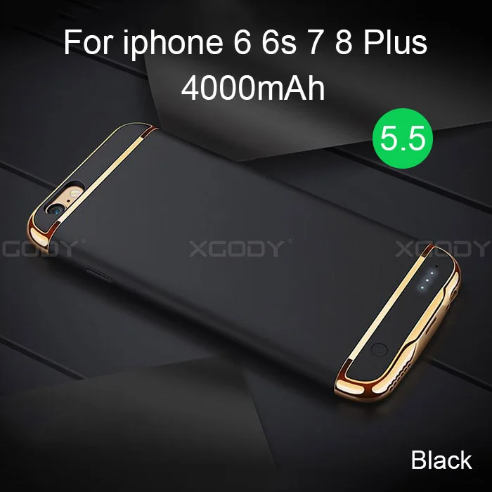 XGODY, чехол для зарядки аккумулятора для iphone 6, 6 S, 7, 8/Plus, 4000 мАч, внешний аккумулятор, чехол для iphone 4,7, 5,5 - Цвет: 4000 mAh For 5.5