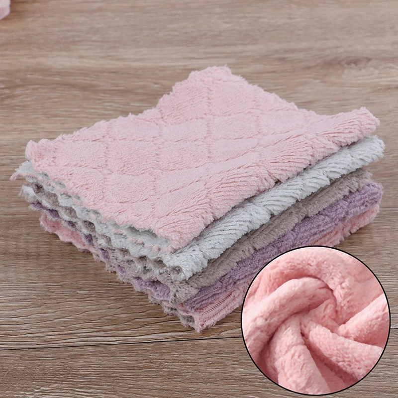 

1Pcs Absorbent Thicker Double-layer Microfiber Wipe Table Kitchen Towel Household Kitchen Towels Cleaning Dish Washing Cloth