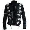 Impersonator Michael Joseph Jackson Costumes Jacket Stuff BAD Black With Silver Eagle Badges Punk Metal woolen Clothing 4