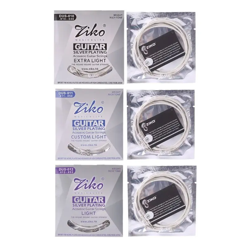 

Ziko DUS 010 / DUS 011 / DUS 012 Acoustic Guitar Strings Hex Core Silver Plated Wound