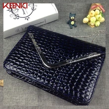 KEENICI New Fashion Damen Retro frauen Flap Bag Mit kette Umschlag Crocodile Muster Abendessen Abendtasche Schwarz Metallrahmen taschen