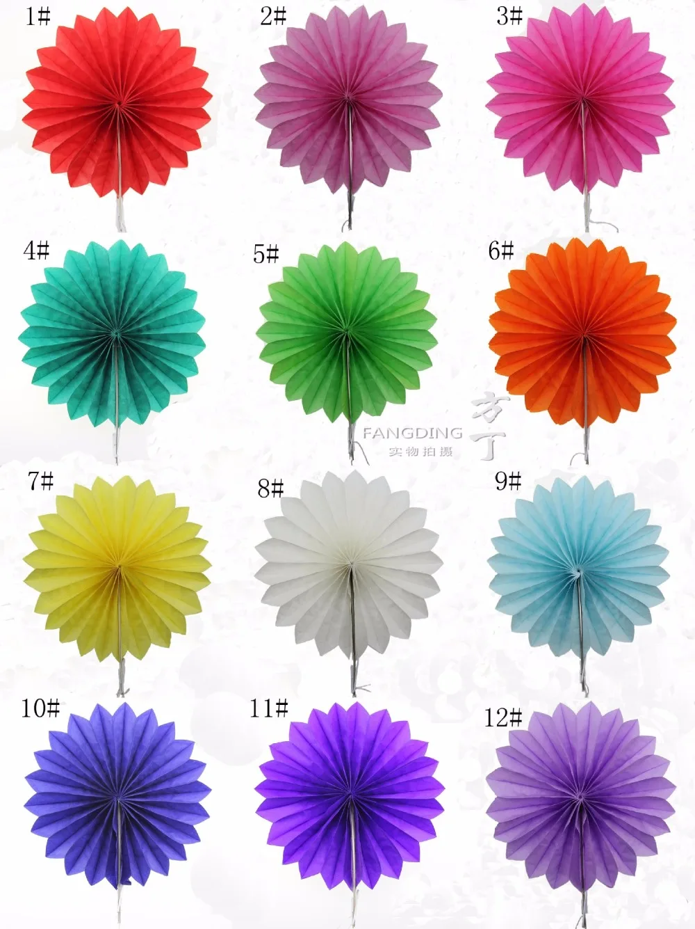 FANLUS Wedding Fiesta Colorful Paper Fans Round Wheel Disc Southwestern Pattern Design for Party Event Home Decoration 10cm4inch (2)