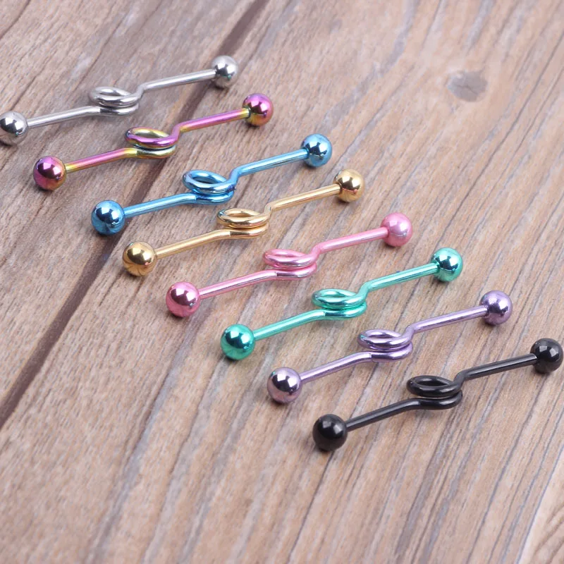 Industrial Barbell Coil 14 Gauge Cartilage Earring Jewelry Ear Unique Sexy Gift 8 color 80pcs piercing body