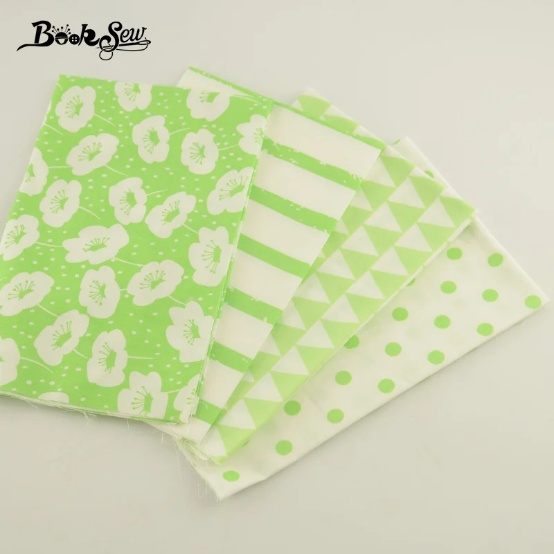 Booksew 100% хлопковая ткань 4 шт ярко зеленый и белый цвет разделочные части набор