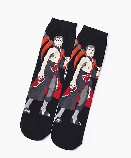Носки с персонажами из аниме Наруто, Акацуки, мужские носки для взрослых, Pein Konan Uchiha Itachi Orochimaru Sasori Deidara Hidan, Красные Теплые забавные носки - Цвет: 3