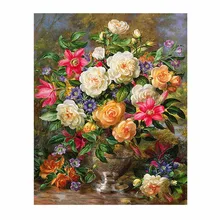 Бескаркасные Красочные цветы DIY Цифровая масляная краска ing краска по номеру художественная работа на холсте стены в комнате домашний Декор Рождество