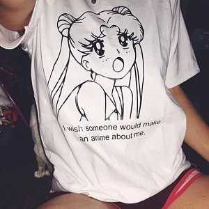 

fashionshow HJN Sailor Moon Shirt I Wish Someone Would Make an Anime About Me. Cute Cosplay Tumblr Japanese Kawaii Anime Top