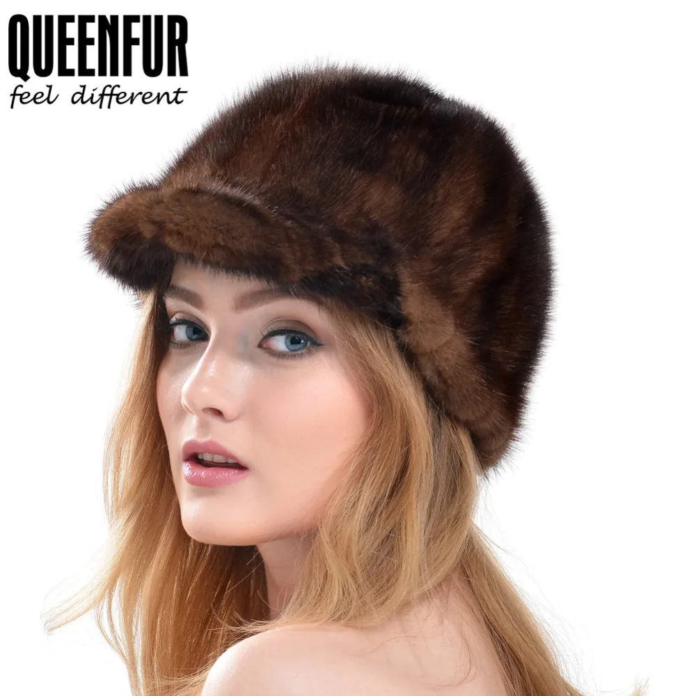 Buy QUEENFUR Real Mink Fur Hats Women Natural Mink Fur