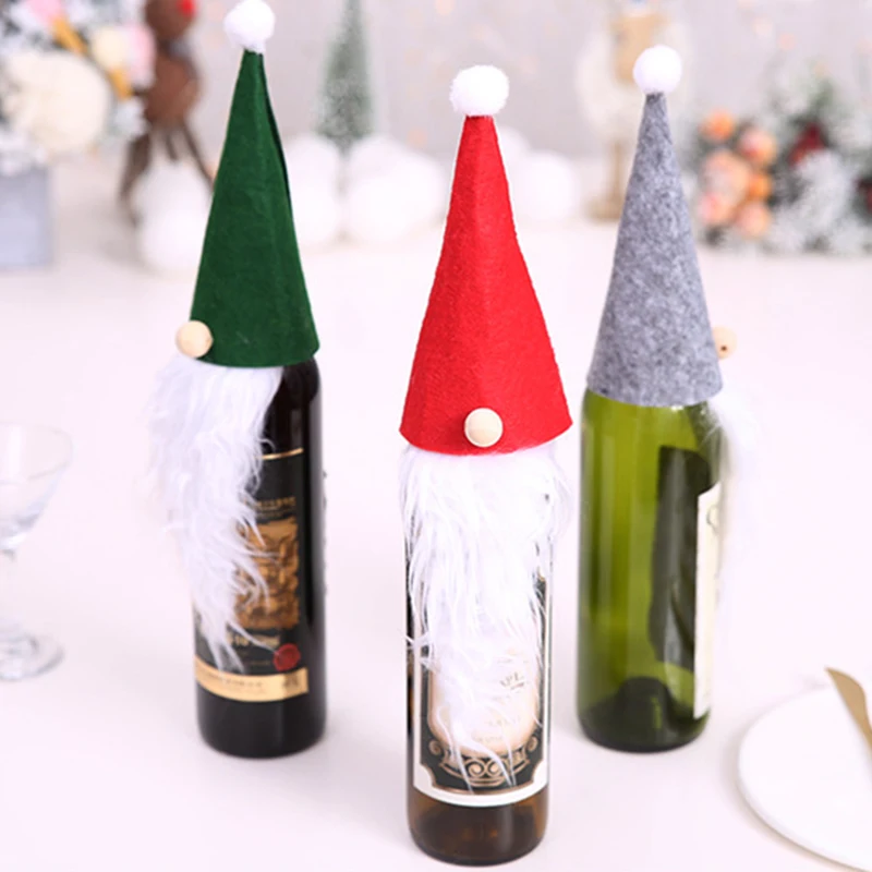 Рождественские украшения кукла без лица для стариков набор винных бутылок сумка