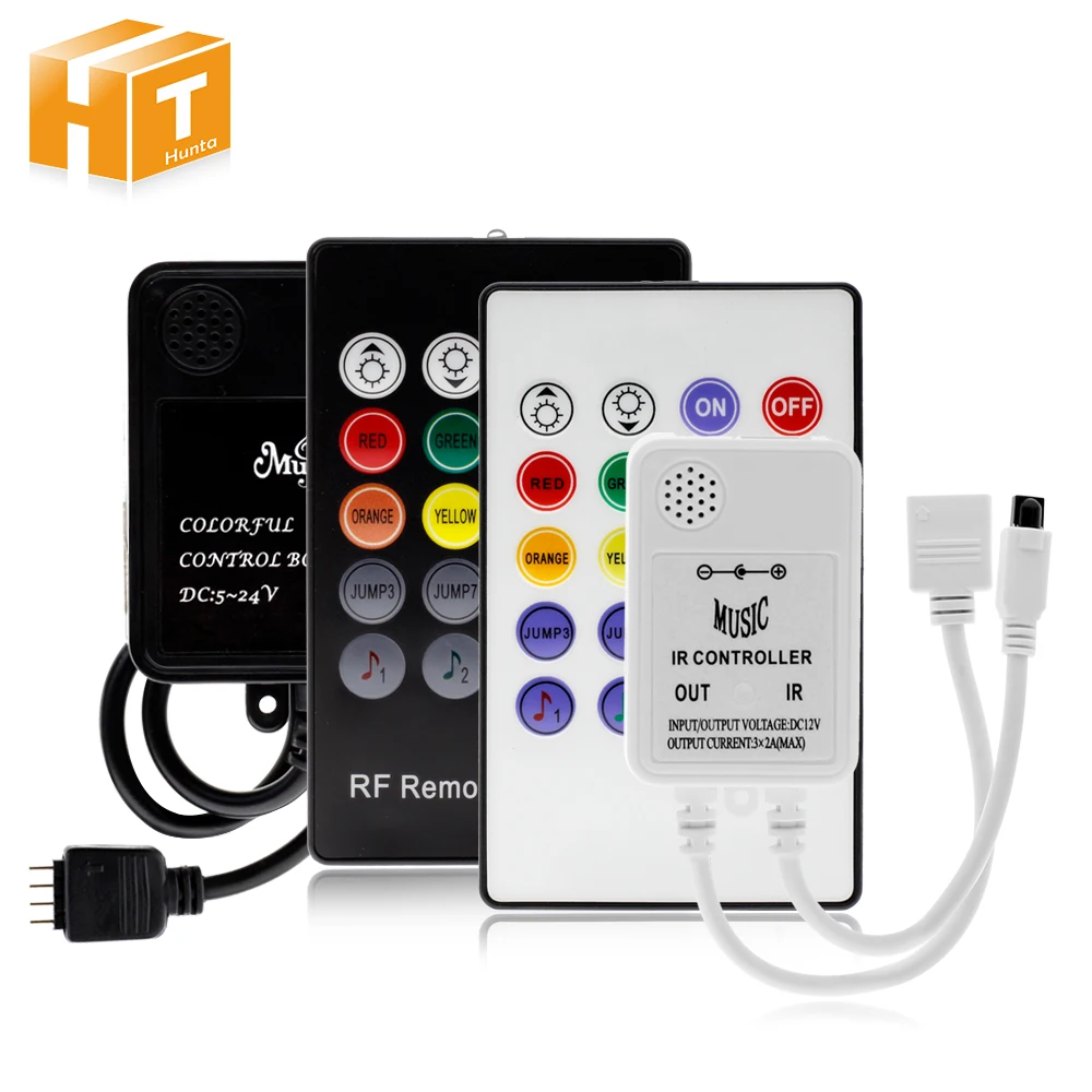 

20Keys IR/RF Remote RGB Music Controller DC5V -24V Sound Sensor for 3528 5050 RGB LED Strip Light