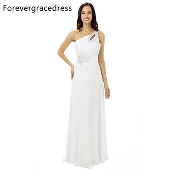 

Forevergracedress Real Pictures White Prom Dress High Quality One Shoulder Crystal Chiffon Long Formal Party Gown Plus Size
