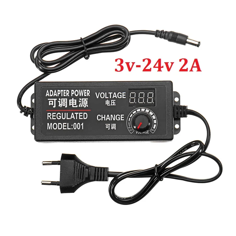 

1pcs Adjustable AC To DC 3V-24V 2A Universal Power Adapter Supply Display Screen Power Switching Charger Adatper plug