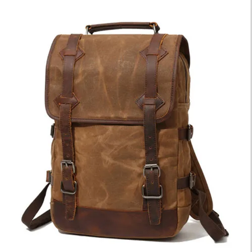 Водонепроницаемый рюкзак из вощеного холста Для мужчин рюкзаки рюкзак для досуга путешествия рюкзак школьный для ноутбука рюкзак Для мужчин винтажные спортивные сумки, сумки для девочек - Цвет: as show