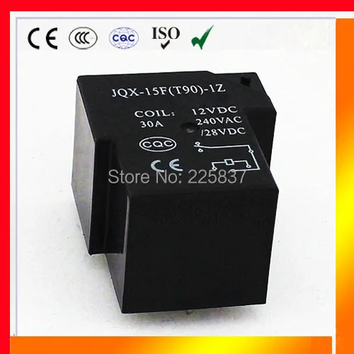 

DC 12v T90 relay (10pcs/lot) high quality PWR JQX-15F SPST rele 30A 12vDC 5pin 5 pin 1H circuit board PCB relay free shipping