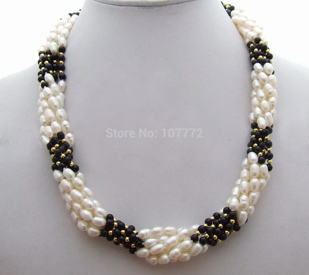 

7 strands Pearl&Onyx Necklace