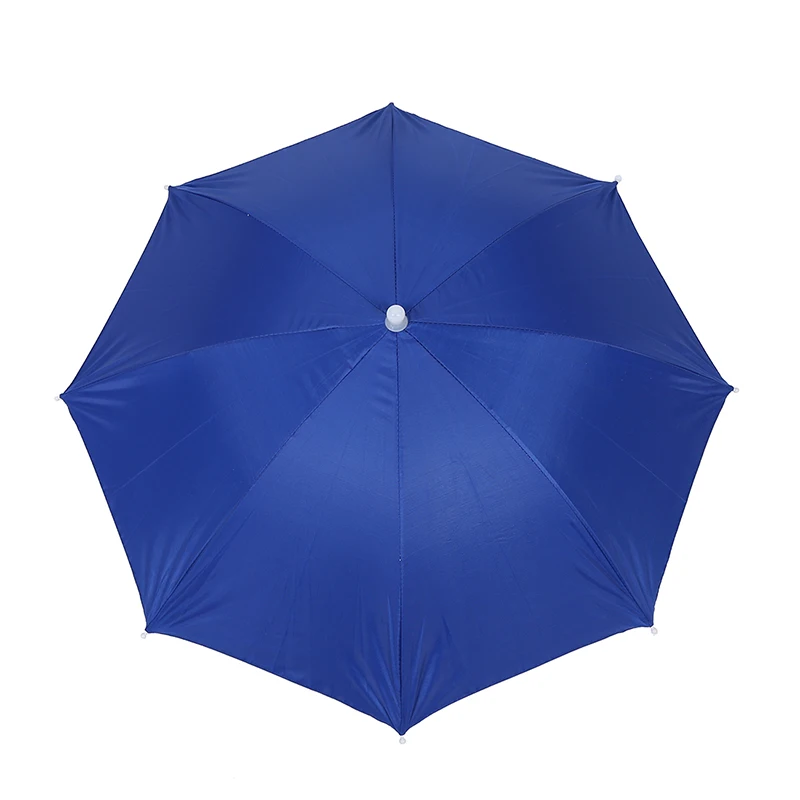 Fishing Elastic Headband Metal Frame Hands Free Nylon Umbrella Hat Blue | Дом и сад