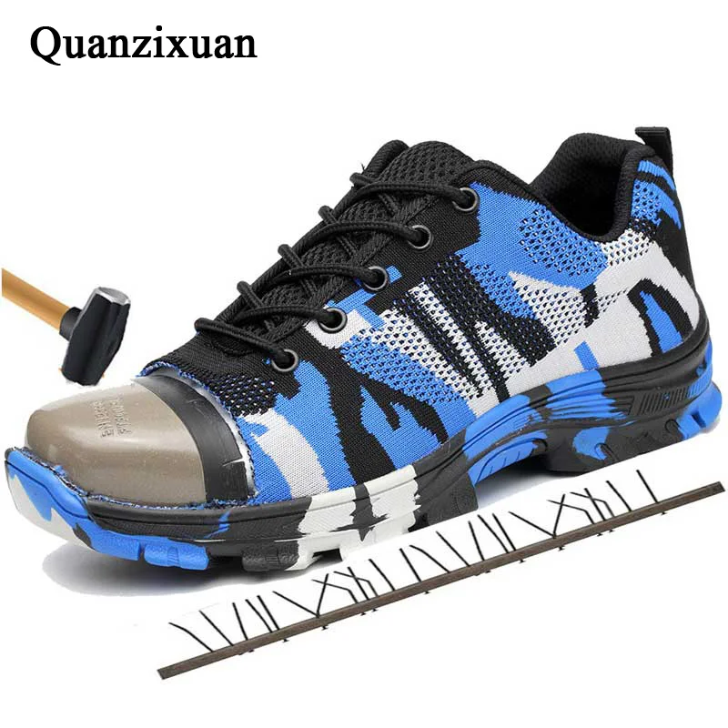 

Dropshipping Men And Women steel toe Safety Boots Outdoor Breathable Safety shoes For Men Puncture-Proof Workers Sneakers
