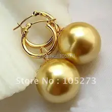 Огромный 16 мм золотистый цвет, Круглый формирователь жемчужина Южных морей висячие серьги красивый стиль женские ювелирные изделия FN1714