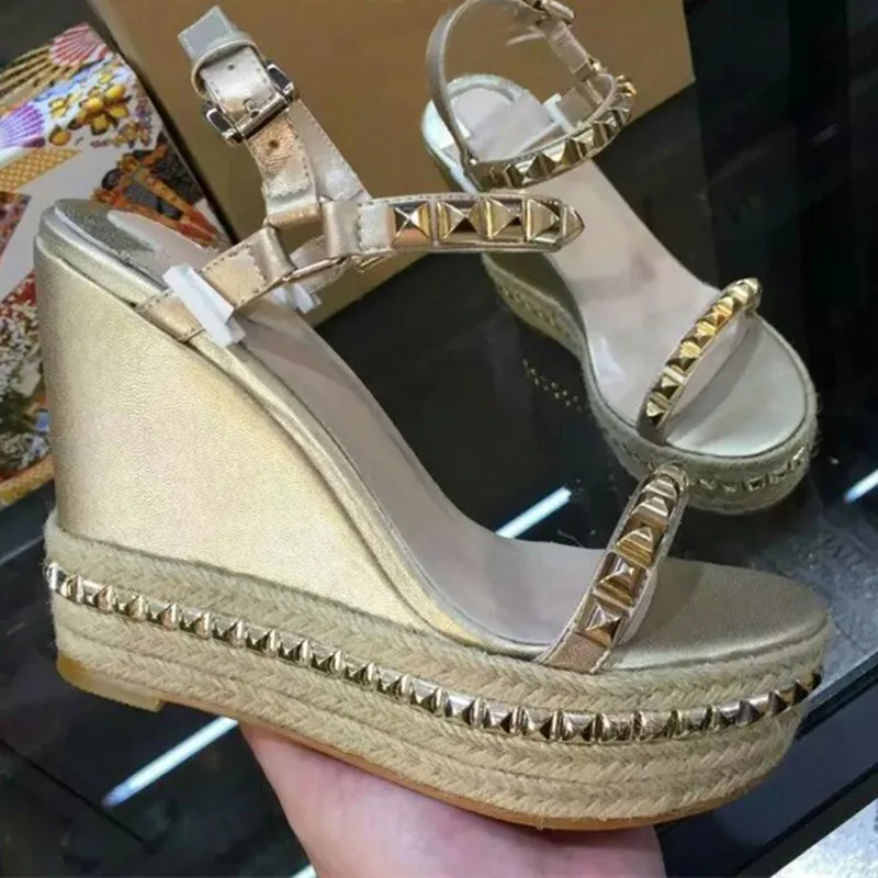 silver studded wedges