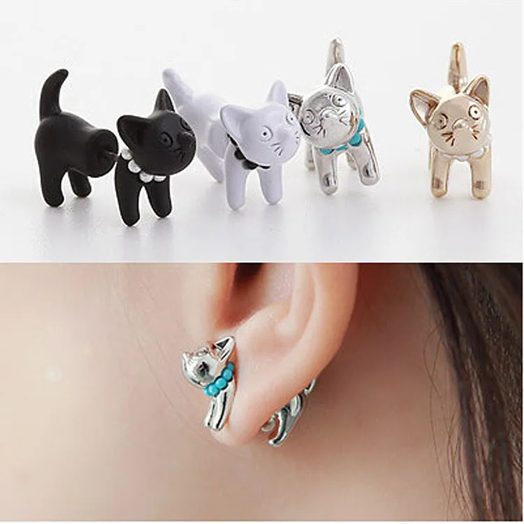 2018 New Arrival Pearl Kitty Cat Cute Stud Earrings Set For Women 2018 New Arrival Pearl Kitty Cat Cute Stud Earrings Set For Women White Black Gold Silver 4 Colors In From Jewelry Accessories On