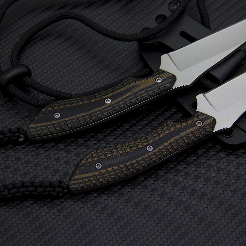 Полный Тан Тактический шейный нож 8Cr13Mov EDC Универсальный нож с фиксированным лезвием для самозащиты Прямые ножи инструменты для охоты