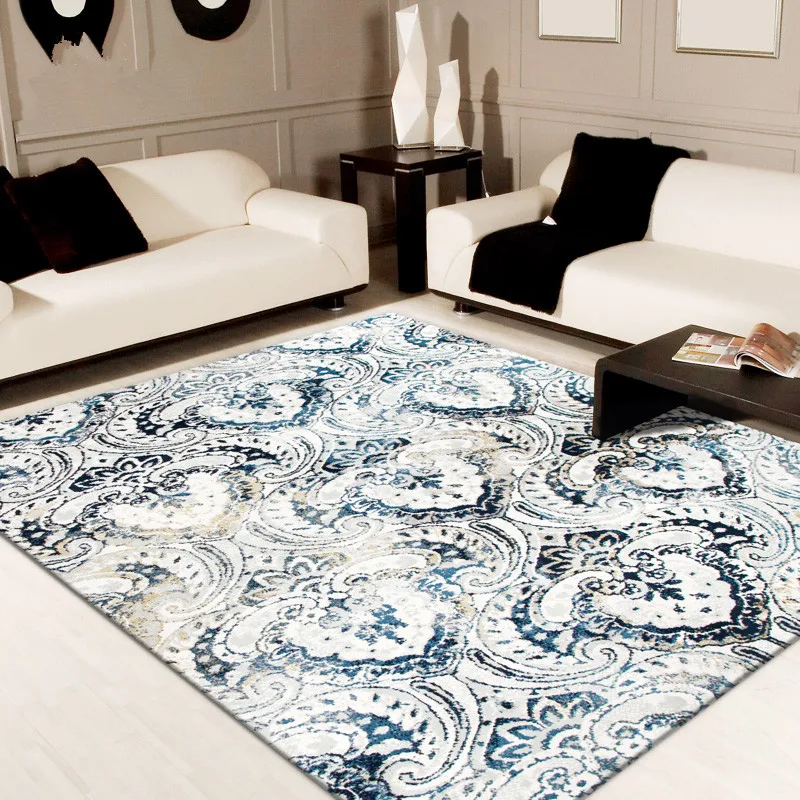 

160X230CM Blue and White Porcelain Carpet Living Room Nordic Simple Carpet Coffee Table Study Bedroom Bedside Rugs/Floor Carpet