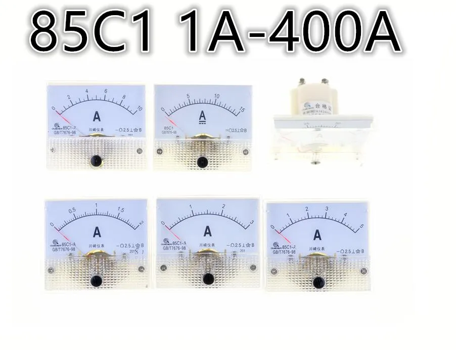 85C1-A DC pointer ammeter 1A 2A 3A 5A 10A 20A 30A 50A 75A 100A 150A 200A 300A 400A 85C1 series analog AMP meter 64*56 mm size