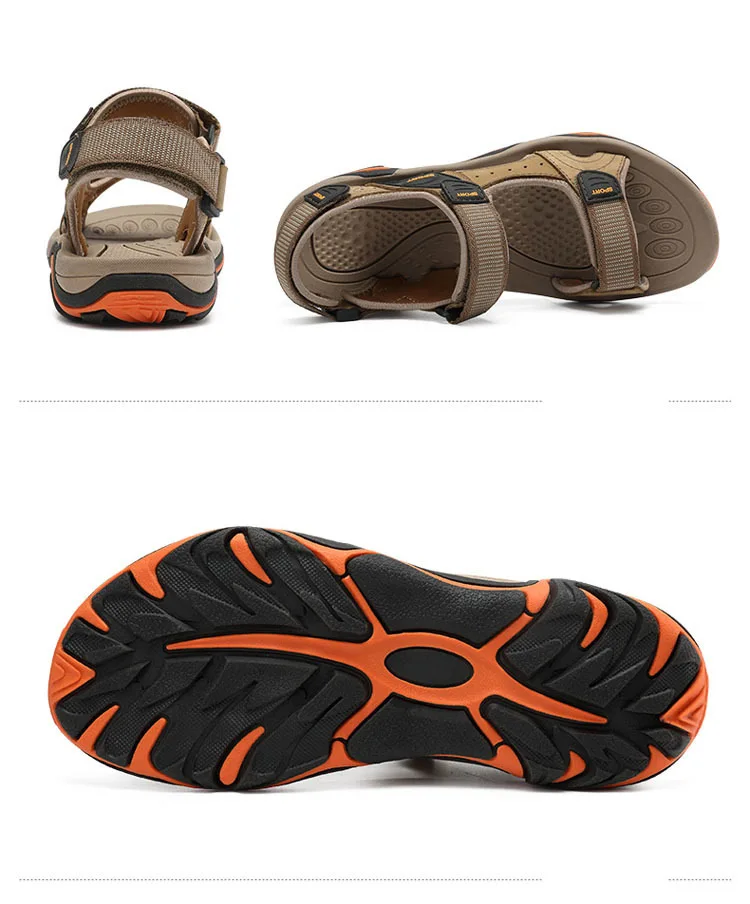 Кожаные сандалии; мужские летние сабо на липучке; пляжные сандалии для мужчин; 3 цвета; Массажная повседневная обувь для мужчин; Zandalias De Hombre