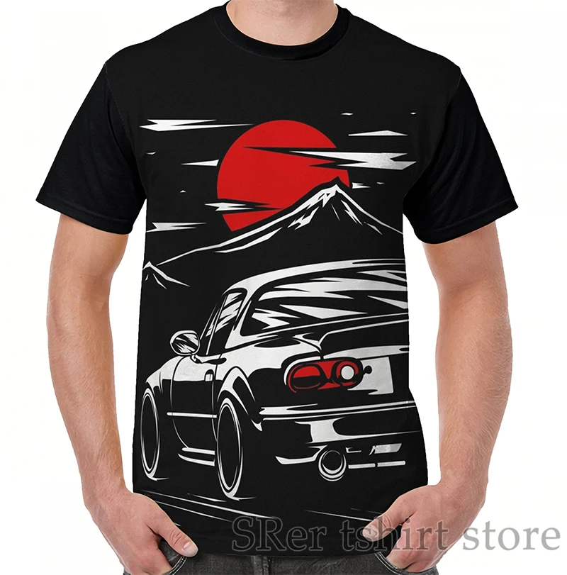 Забавная Мужская футболка с принтом, женские топы, футболка Mazda MX-5 Miata, графическая футболка, мужская повседневная футболка с круглым вырезом и коротким рукавом