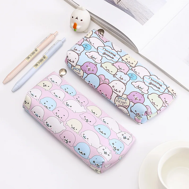 1pcs Creative Cute Dolphin PU Pencil Triangle Stationary Bag Student
