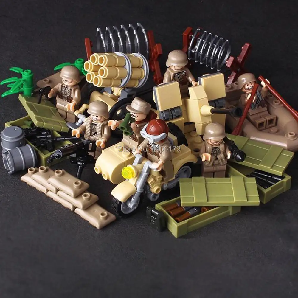 

hot LegoINGlys military World War II Germany army North Africa war Building Blocks mini Motorized cavalry figure brick toys gift