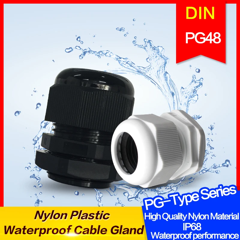 

1Pcs/lot PG48 Nylon Cable Gland Waterproof Gasket Plastic Connector for 37-44mm High Quality IP68