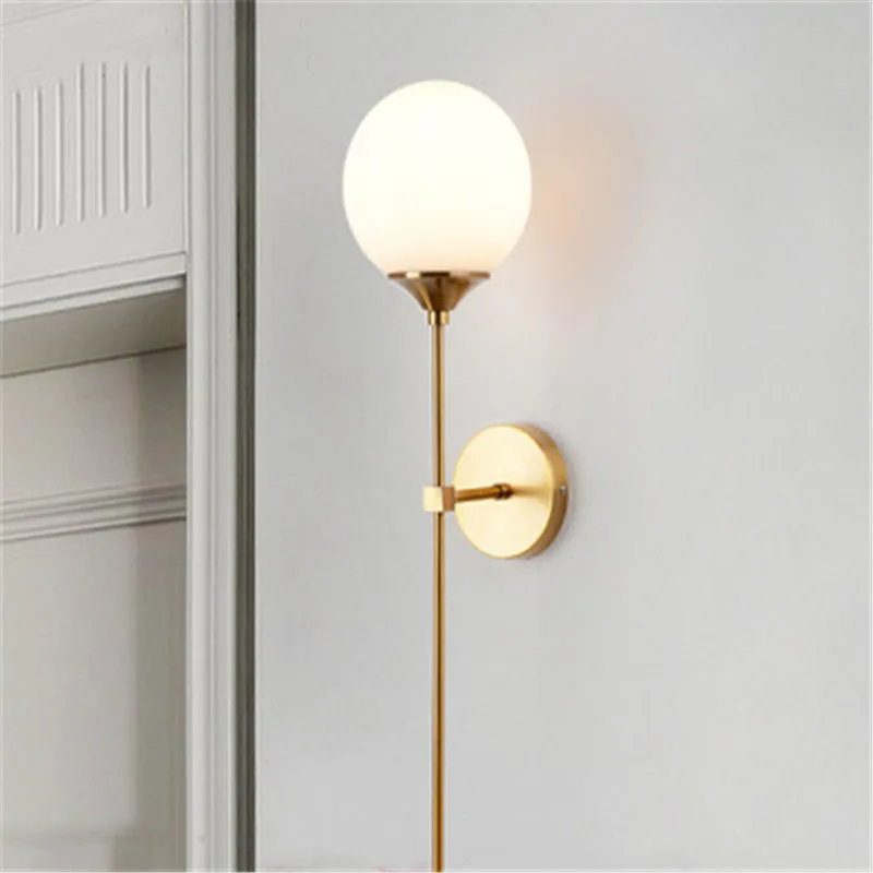 

Simple Glass Ball LED Torch Wall Lamp Nordic Living Room Bedroom Bedside Light Mirror Front Background LED Lamp Free Shipping