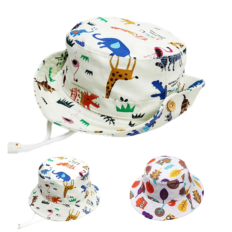 

Soft Summer Baby Sun Hat Panama Zoo Print Cute Boys Girls Bucket Hats Sun Protection Toddler Beach Hat