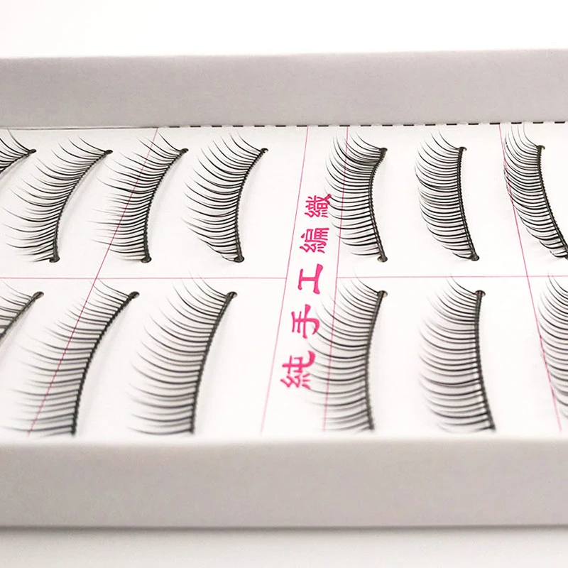 10 pairs of pure handmade false eyelash cotton stalk natural beauty simulation grafting thick eye tail elongated eyelashes #06 (4)