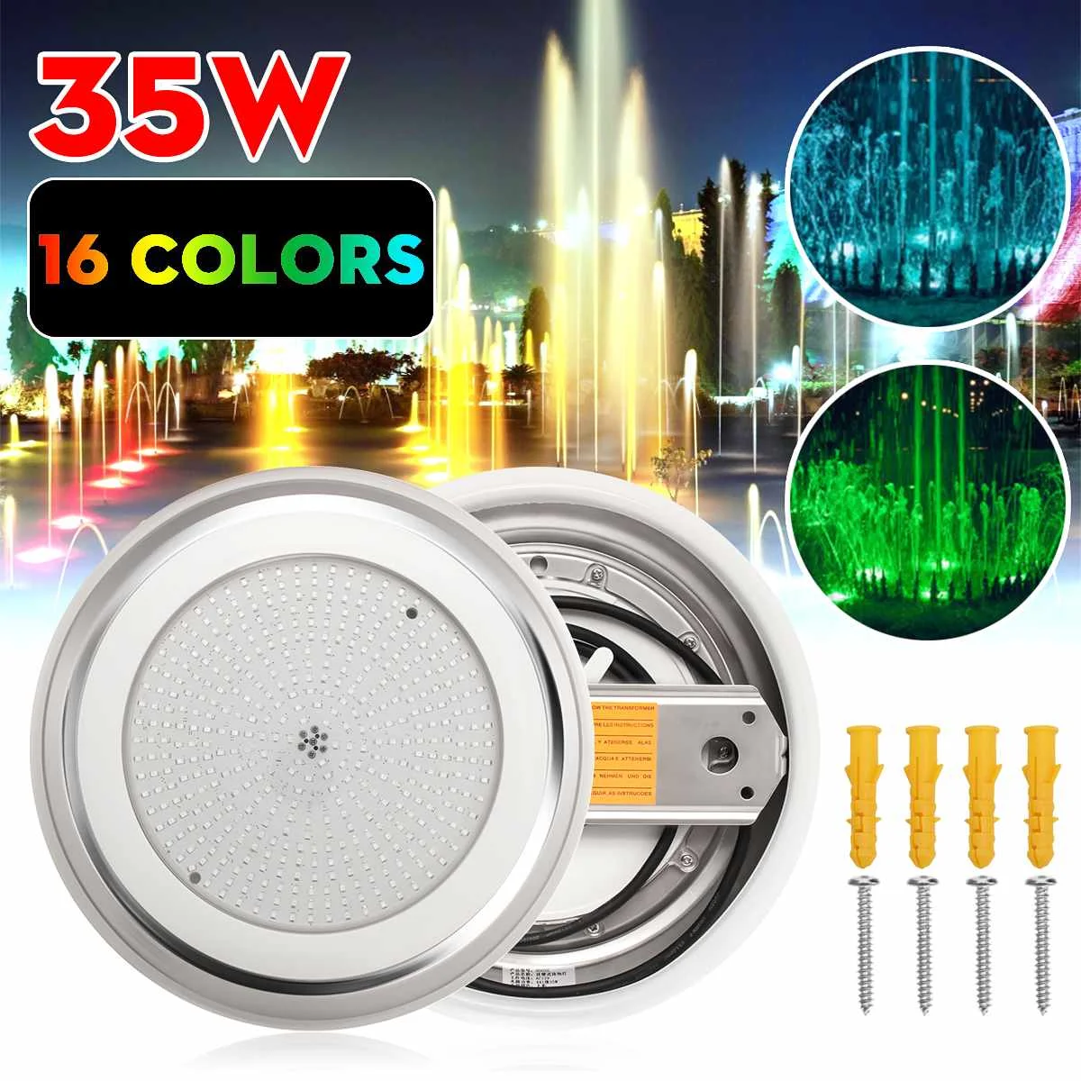

Underwater Lights LED Swimming Pool Lights 16 Colors RGB 12V 45W Wall Mounted Lamp IP68 Multi-Color For Aquarium Ligh