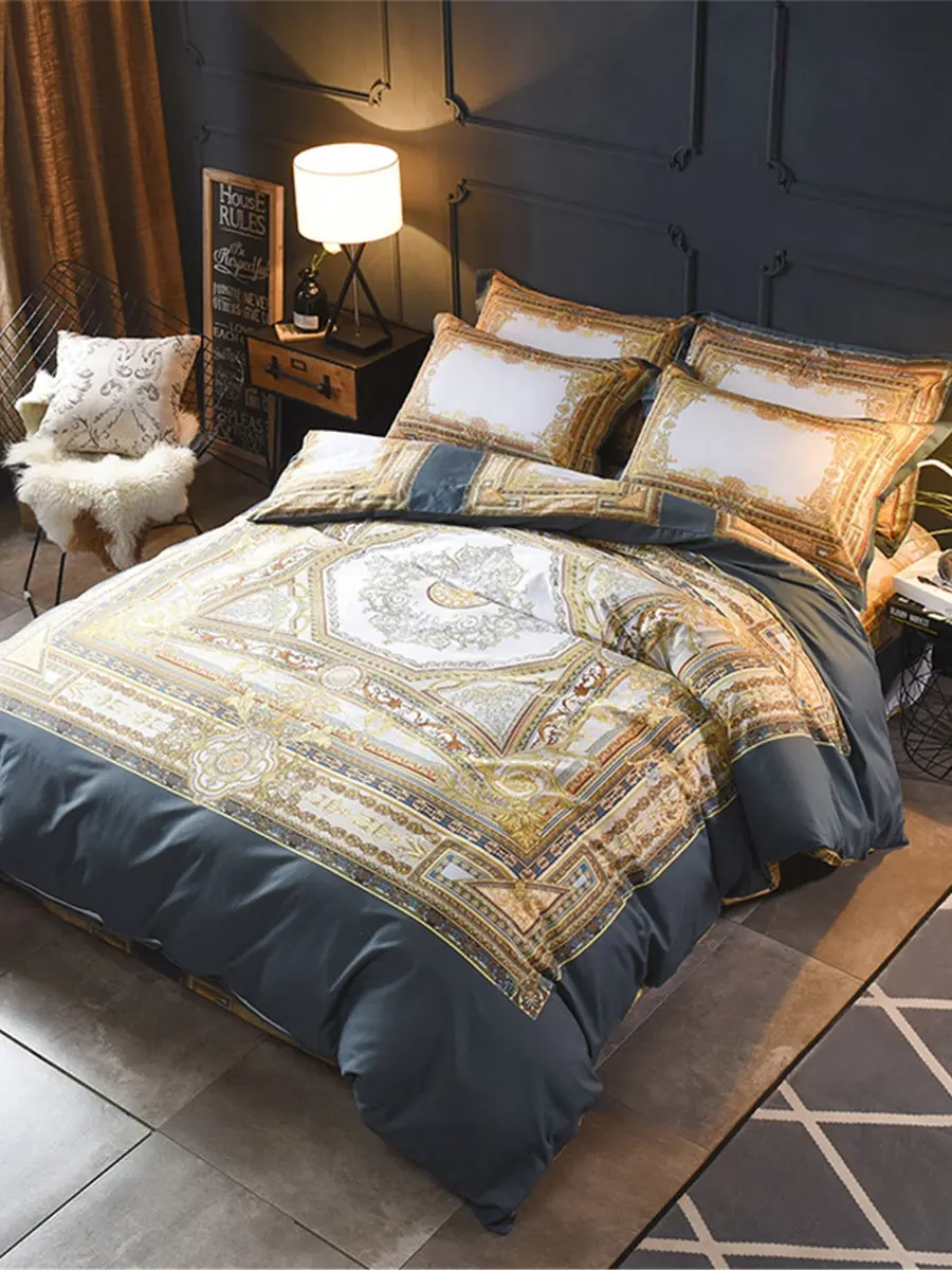 

4Pcs Bedclothes Set Solid Color Modern Simple Style Soft Bedding Set