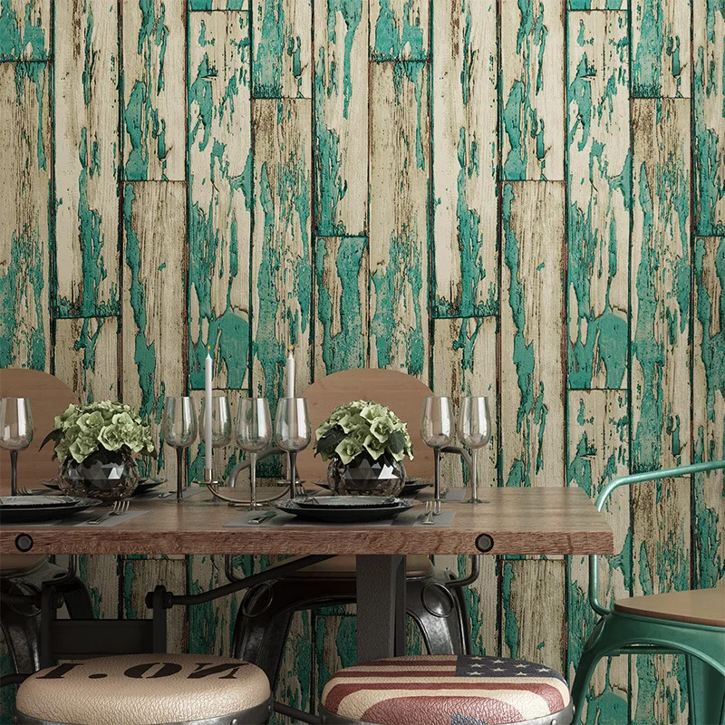 

Retro nostalgia Creativity Wood grain wallpaper Background wall Coffee shop clothing store wall sticker pvc wall decoration