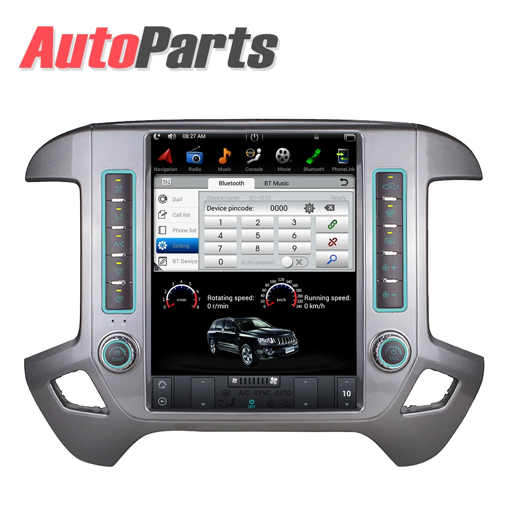 Sale Android 7.1 12.1" Tesla style Vertical car radio navigation player For Chevrolet Silverado and GMC Sierra 2014 2015 2016 - 2018 2