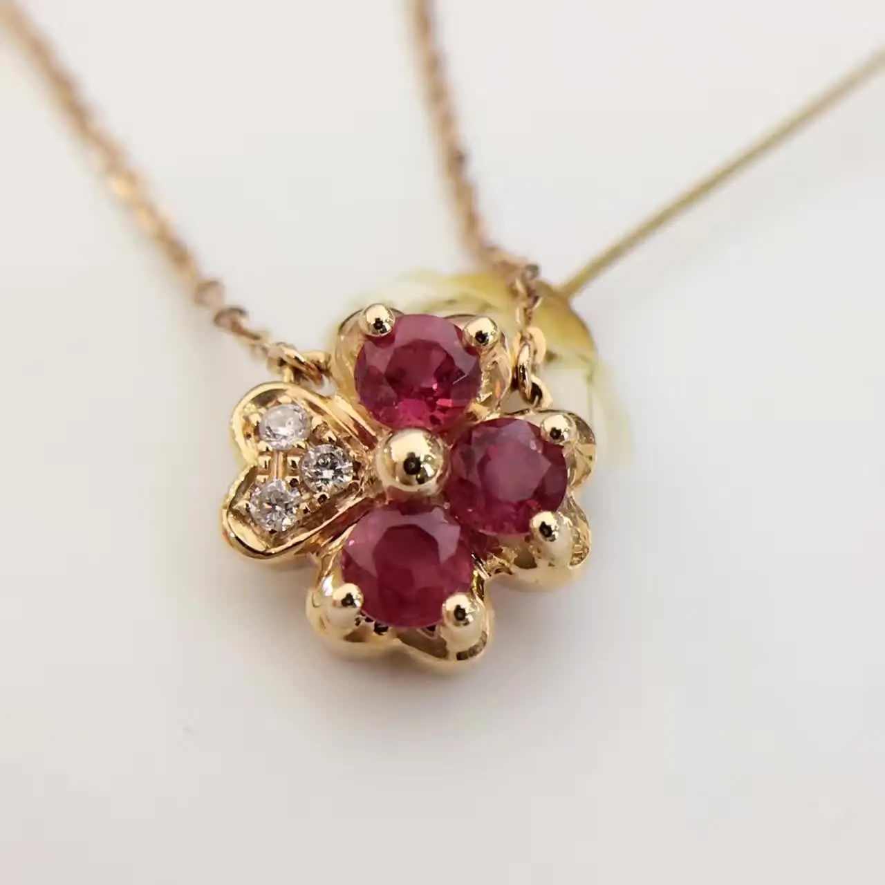 0 665ct 0 035ct 18K Gold Natural Ruby and Pendant font b Necklace b font font