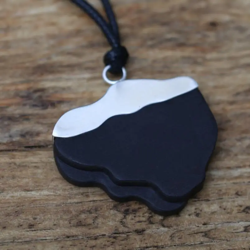 

Sterling 990 Silver black Sandalwood Double Cloud Unisex Pendant Necklace (SYF)