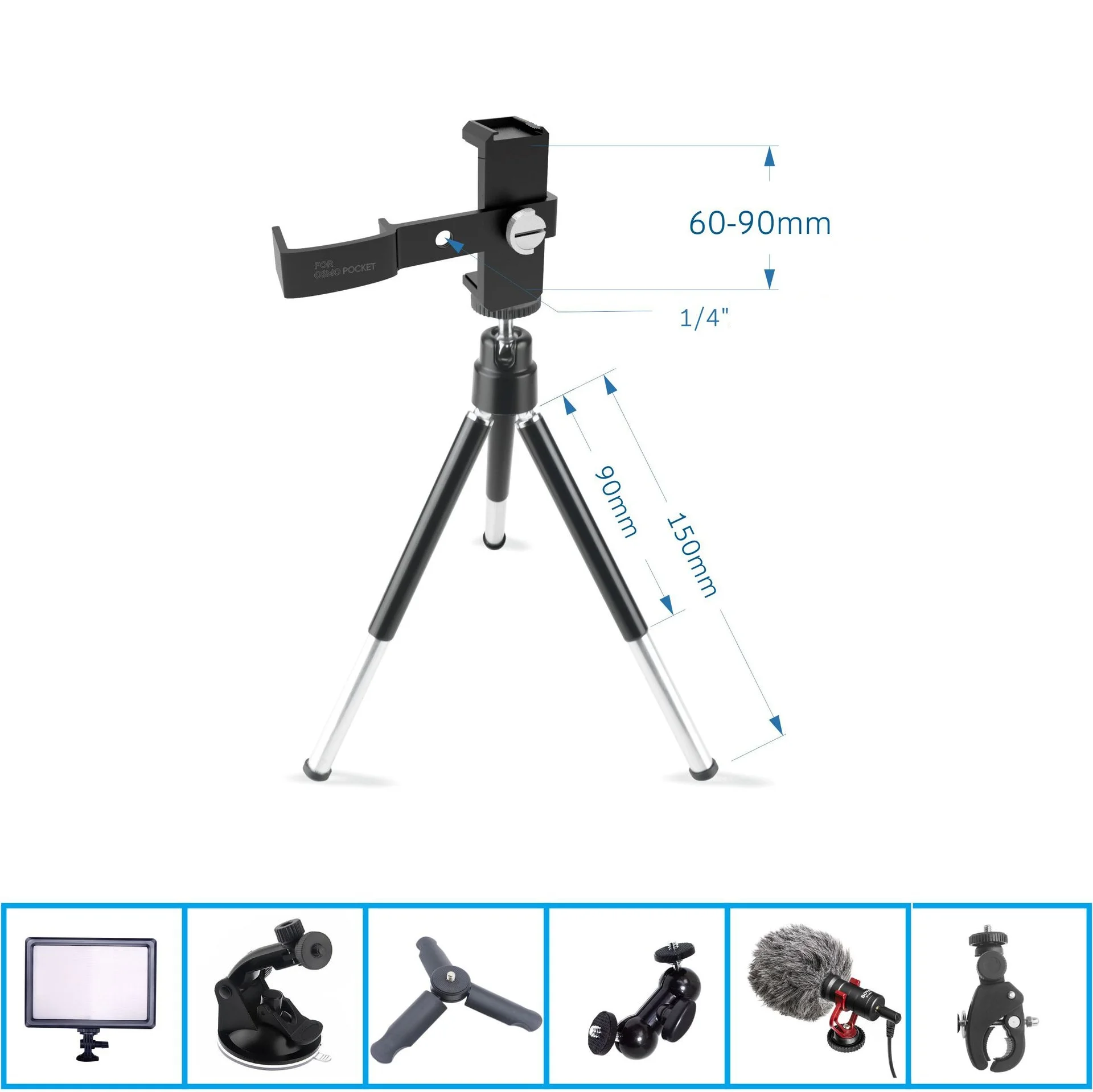 Mount Tripod for DJI OSMO Pocket Multi-functional Aluminum Alloy Tripod Holder Handheld Gimbal Accessories