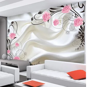 

Customized Size Modern Design Non-woven 3D Silk Textured Rose Photo Mural Wall Paper for Living Room Decor Simple Art Wallpaper